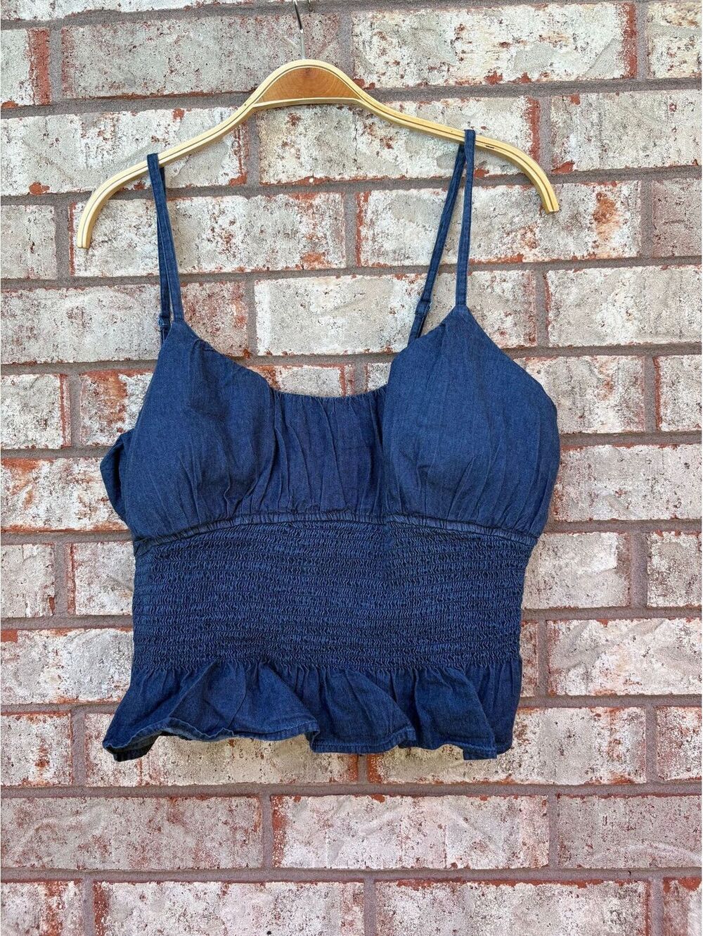 NWT Derek Heart Women's Denim Jean Sweetheart Neck Camisole Top Size 1X